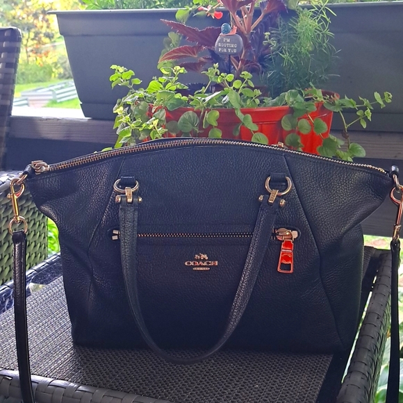 Coach Handbags - COACH 34340 Prairie Black Pebble Leather Satchel or Crossbody Excellent Cond.